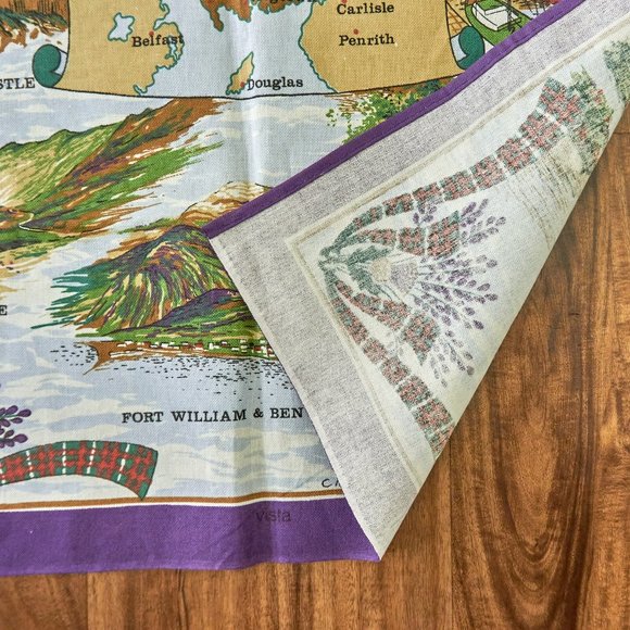 Vintage 80s Clive Mayor Scotland Attractions Cotton Tea Towel, Made in Britain - Picture 5 of 9
